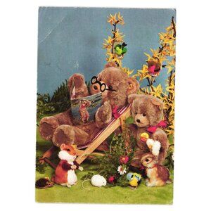 Steiff Teddy Bear Postcard Vintage Collectible Charming Bear Relaxing Scene
